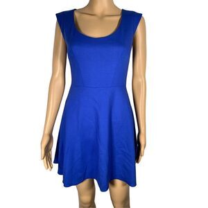 New French Connection Women's Blue Sundae Solid Fit & Flare Mini Dress S…